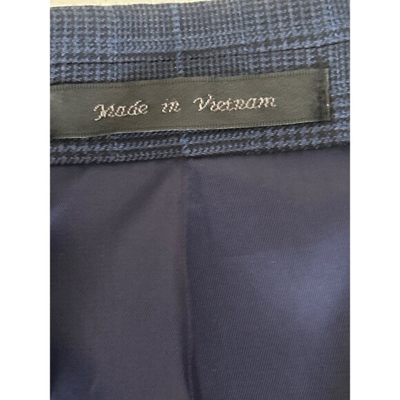 Lauren Ralph Lauren Navy Blazer Size 44L Windowpane Pattern 2 Button Closure - Picture 9 of 10